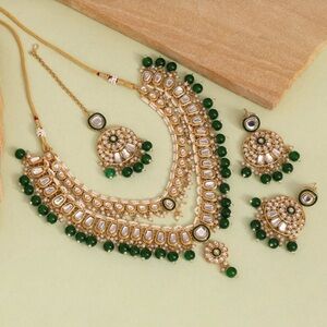 COPY - Emerald double layered kundan Indian necklace.
